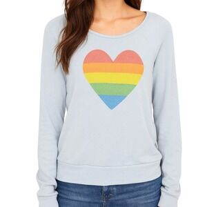 Sundry Rainbow Heart Sweatshirt Women's 1 (SmalI) Pullover Soft Chic Comfort USA